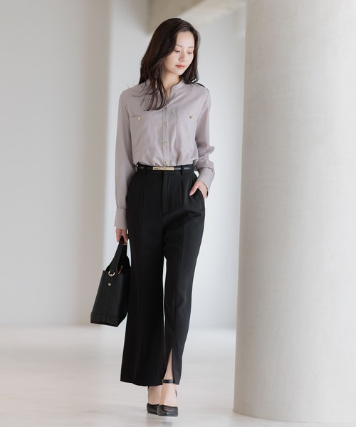 Andemiu（アンデミュウ）の「フロントスリットストレートパンツ589185（スラックス・レディース・ブラック/アイボリー/グレイッシュベージュ・SMALL/MEDIUM）」の11枚目の写真