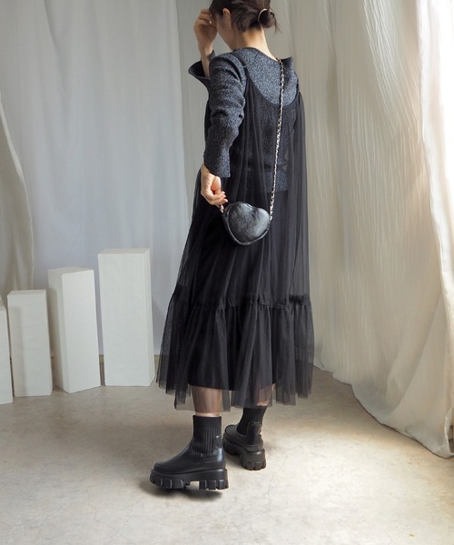 minia(ミニア)の「伸縮リブニットで足首きゅ! 厚底ニットブーツ(ブーツ・レディース・ブラック/ダークブラウン・L/M/S)」の22枚目の写真