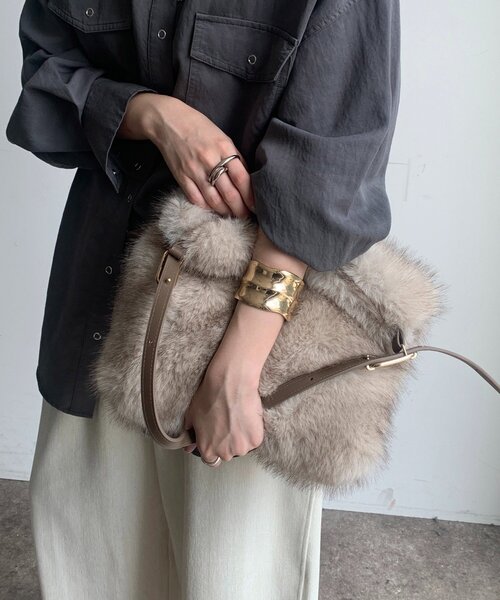 DouDou（ドゥドゥ）の「【WEB限定】フリーワンハンドルエコファートート（ショルダーバッグ・レディース・ブラウン/アイボリー・FREE）」の4枚目の写真