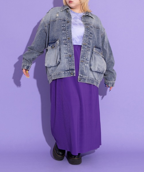 PUNYUS(プニュズ)の「ビッグポケットデニムジャケット(デニムジャケット・レディース・ライトブルー・3/4)」の9枚目の写真