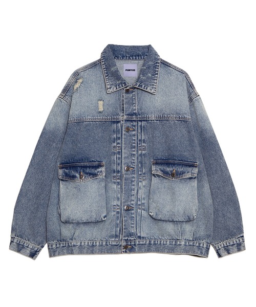 PUNYUS(プニュズ)の「ビッグポケットデニムジャケット(デニムジャケット・レディース・ライトブルー・3/4)」の11枚目の写真