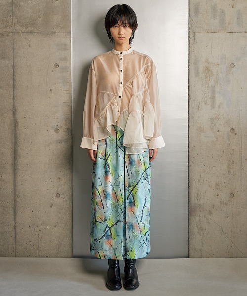 RUMCHE(ラムシェ)の「Sheer Gathered Blouse / シアーギャザーブラウス(シャツ/ブラウス・レディース・ブラック/アイボリー・FREE)」の7枚目の写真