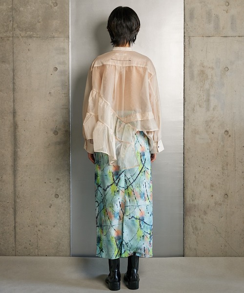 RUMCHE(ラムシェ)の「Sheer Gathered Blouse / シアーギャザーブラウス(シャツ/ブラウス・レディース・ブラック/アイボリー・FREE)」の9枚目の写真