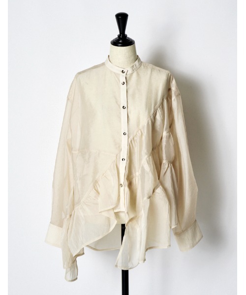 RUMCHE(ラムシェ)の「Sheer Gathered Blouse / シアーギャザーブラウス(シャツ/ブラウス・レディース・ブラック/アイボリー・FREE)」の14枚目の写真