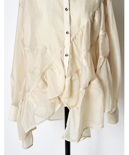 RUMCHE(ラムシェ)の「Sheer Gathered Blouse / シアーギャザーブラウス(シャツ/ブラウス・レディース・ブラック/アイボリー・FREE)」の21枚目の写真