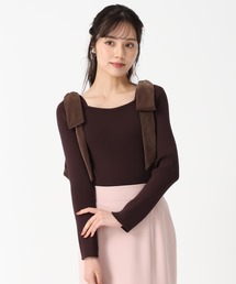 2025秋冬新作 ベロア肩リボンニット