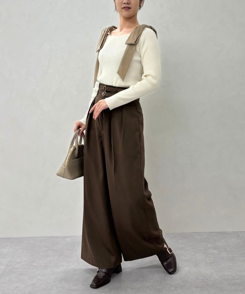 31 Sons de mode(トランテアン ソン ドゥ モード)の「2025秋冬新作 ベロア肩リボンニット(ニット/セーター・レディース・チャコールグレー/ブラウン/ベージュ・フリ-)」の15枚目の写真