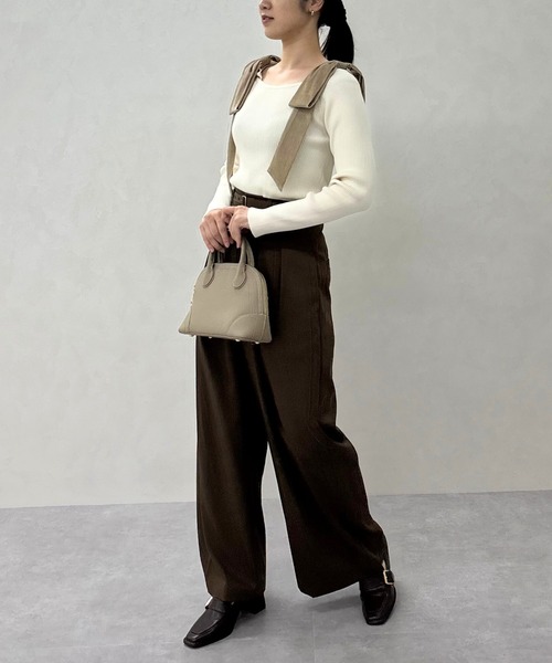 31 Sons de mode(トランテアン ソン ドゥ モード)の「2025秋冬新作 ベロア肩リボンニット(ニット/セーター・レディース・チャコールグレー/ブラウン/ベージュ・フリ-)」の6枚目の写真