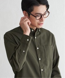 オリーブグリーン ボタンアップシャツ シャツ/ブラウス（グリーン・カーキ/緑色系・ボタンダウン