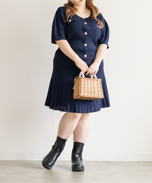CLETTE（クレット）の「CLETTEオリジナルフレアニットミニスカート（スカート・レディース・グレー/ネイビー・4L/3L/LL）」の11枚目の写真