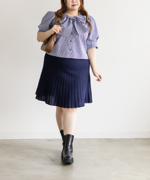 CLETTE（クレット）の「CLETTEオリジナルフレアニットミニスカート（スカート・レディース・グレー/ネイビー・4L/3L/LL）」の12枚目の写真
