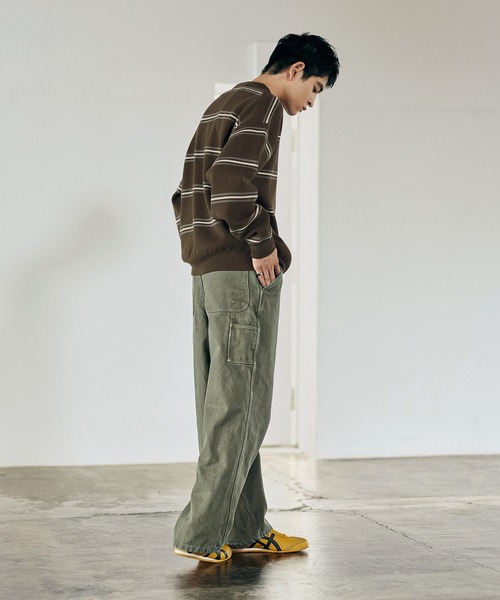 Bleme（ブレム）の「スウェットライク マルチボーダー ニットポロシャツ（ニット/セーター・メンズ・グレー/ブラウン・M/S/XL/L）」の22枚目の写真