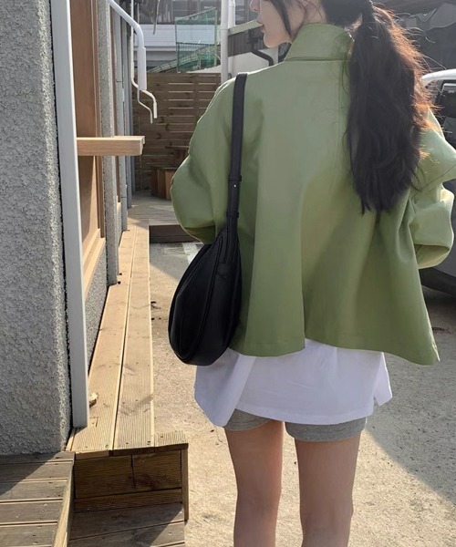 Miniministore(ミニミニストア)の「スタンドカラージャケット韓国風ジャンパー(ブルゾン・レディース・グレイッシュベージュ/カーキ・L/M)」の14枚目の写真
