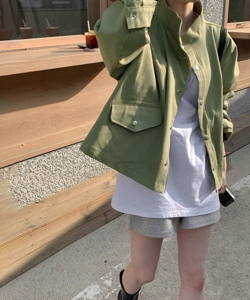 Miniministore(ミニミニストア)の「スタンドカラージャケット韓国風ジャンパー(ブルゾン・レディース・グレイッシュベージュ/カーキ・L/M)」の18枚目の写真
