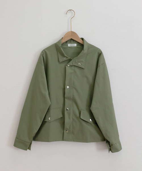 Miniministore(ミニミニストア)の「スタンドカラージャケット韓国風ジャンパー(ブルゾン・レディース・グレイッシュベージュ/カーキ・L/M)」の4枚目の写真