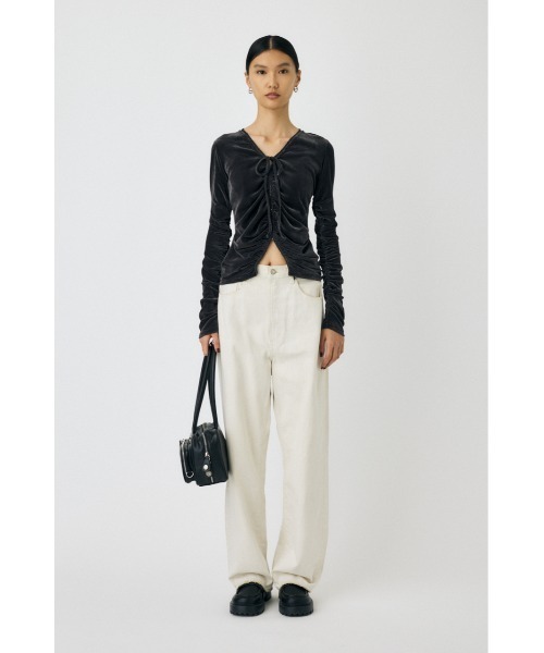 MOUSSY(マウジー)の「SHEER VELOUR CARDIGAN / シアーベロアカーディガン(カーディガン/ボレロ・レディース・ブラック/ベージュ/グレー・FREE)」の6枚目の写真