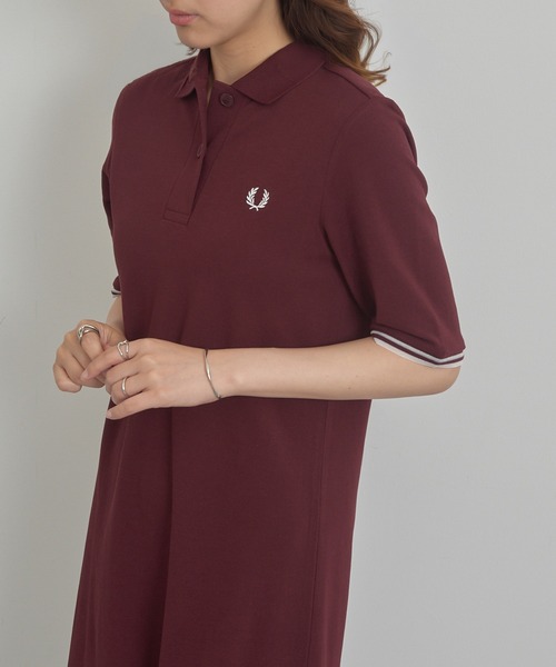 FRED PERRY（フレッドペリー）の「【FRED PERRY】半袖ポロシャツワンピース SHEER TIPPED POLO DRESS D2179（ワンピース・レディース・ブラック/バーガンディー・10）」の10枚目の写真