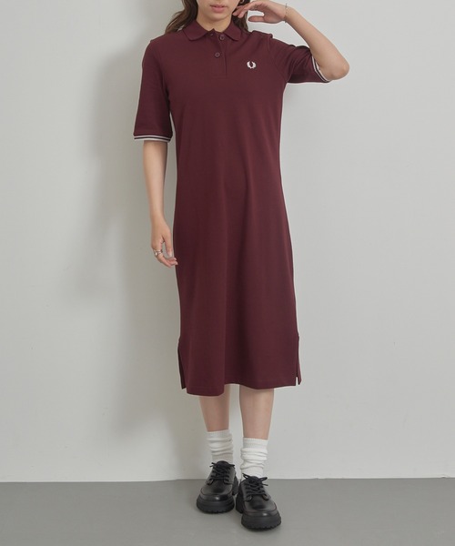 FRED PERRY（フレッドペリー）の「【FRED PERRY】半袖ポロシャツワンピース SHEER TIPPED POLO DRESS D2179（ワンピース・レディース・ブラック/バーガンディー・10）」の12枚目の写真