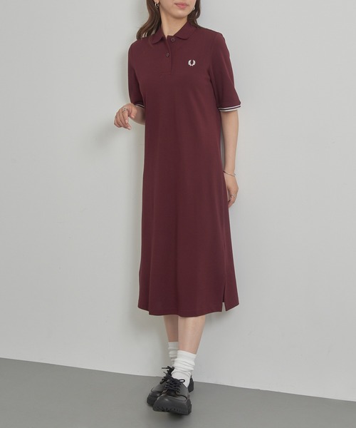 FRED PERRY（フレッドペリー）の「【FRED PERRY】半袖ポロシャツワンピース SHEER TIPPED POLO DRESS D2179（ワンピース・レディース・ブラック/バーガンディー・10）」の14枚目の写真