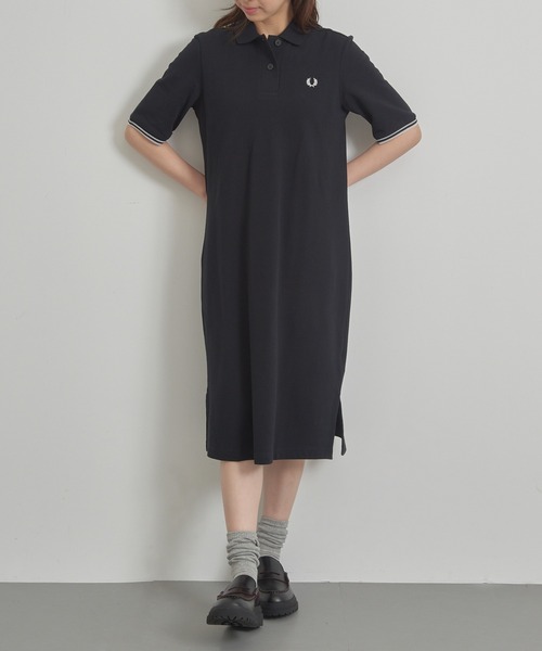 FRED PERRY（フレッドペリー）の「【FRED PERRY】半袖ポロシャツワンピース SHEER TIPPED POLO DRESS D2179（ワンピース・レディース・ブラック/バーガンディー・10）」の5枚目の写真