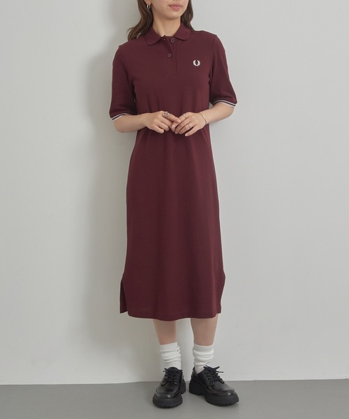 FRED PERRY(フレッドペリー)の「【FRED PERRY】半袖ポロシャツワンピース SHEER TIPPED POLO DRESS D2179(ワンピース・レディース・ブラック/バーガンディー・10)」の14枚目の写真