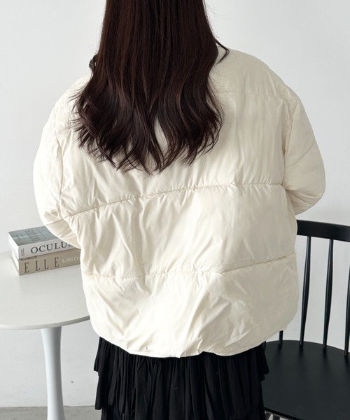 CLEA（クレア）の「スタンドカラー中綿ジャケット（ダウンジャケット/コート・レディース・アイボリー/ブラック/イエロー/ピンク・FREE）」の8枚目の写真