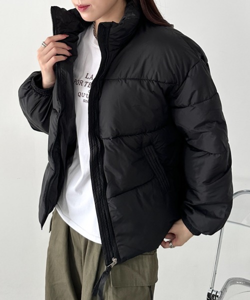 CLEA（クレア）の「スタンドカラー中綿ジャケット（ダウンジャケット/コート・レディース・アイボリー/ブラック/イエロー/ピンク・FREE）」の10枚目の写真