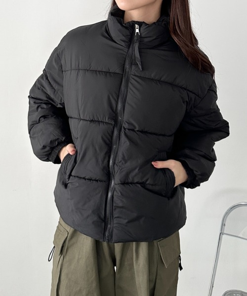 CLEA（クレア）の「スタンドカラー中綿ジャケット（ダウンジャケット/コート・レディース・アイボリー/ブラック/イエロー/ピンク・FREE）」の11枚目の写真