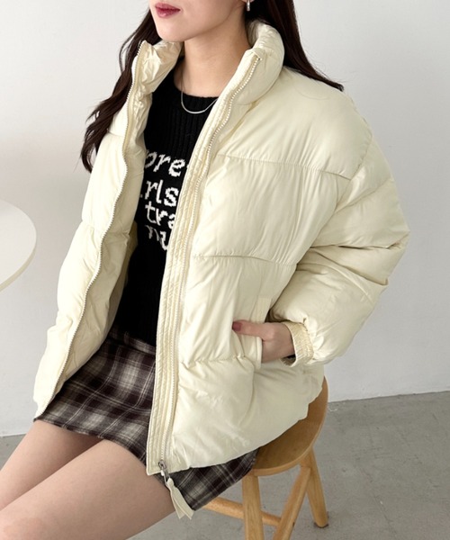 CLEA（クレア）の「スタンドカラー中綿ジャケット（ダウンジャケット/コート・レディース・アイボリー/ブラック/イエロー/ピンク・FREE）」の20枚目の写真