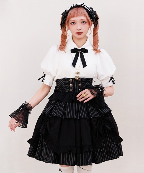 Chalmiere ストライプフリルスカート 黒 ストライプフリルスカート | Chalmiere | axes femme onlineshop