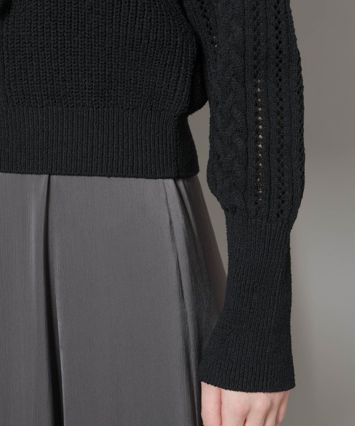 NANO universe(ナノユニバース)の「フリルケーブルニットプルオーバー(ニット/セーター・レディース・オフホワイト/ブラック・FREE)」の10枚目の写真