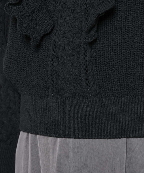 NANO universe(ナノユニバース)の「フリルケーブルニットプルオーバー(ニット/セーター・レディース・オフホワイト/ブラック・FREE)」の11枚目の写真