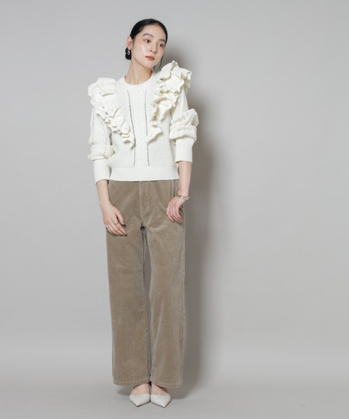 NANO universe(ナノユニバース)の「フリルケーブルニットプルオーバー(ニット/セーター・レディース・オフホワイト/ブラック・FREE)」の17枚目の写真