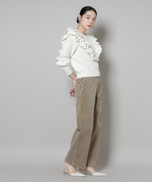 NANO universe(ナノユニバース)の「フリルケーブルニットプルオーバー(ニット/セーター・レディース・オフホワイト/ブラック・FREE)」の18枚目の写真