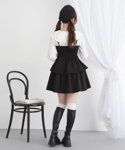 DearMyLoveRose（ディアマイラブローズ）の「レースアップティアードキャミワンピース【大きいサイズ有り】（ワンピース・レディース・グレー/ブラック・MEDIUM/LARGE/LL/3L）」の3枚目の写真