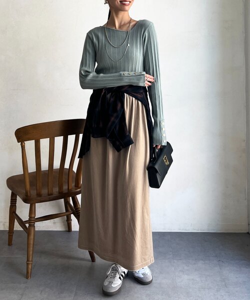 Chez toi(シェトワ)の「アシメスクエアニット(ニット/セーター・レディース・キャメル/グリーン/ブラック/アイボリー・FREE)」の18枚目の写真