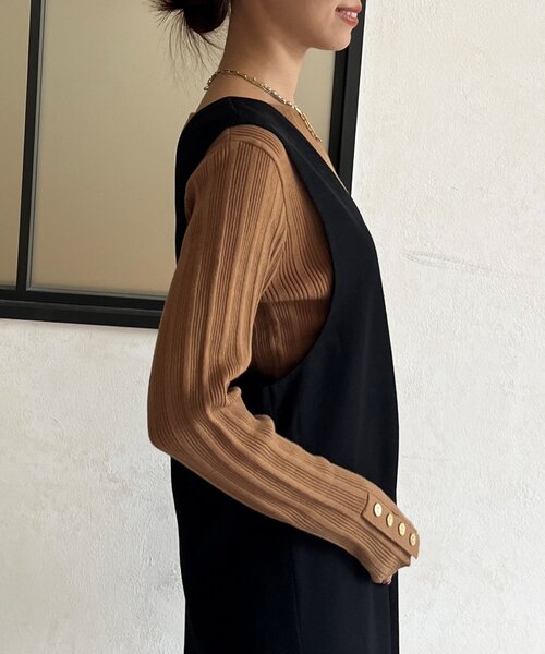 Chez toi(シェトワ)の「アシメスクエアニット(ニット/セーター・レディース・キャメル/グリーン/ブラック/アイボリー・FREE)」の11枚目の写真