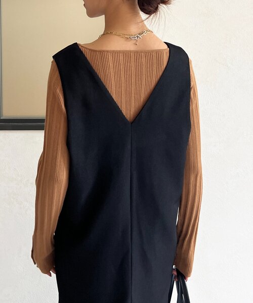 Chez toi(シェトワ)の「アシメスクエアニット(ニット/セーター・レディース・キャメル/グリーン/ブラック/アイボリー・FREE)」の10枚目の写真