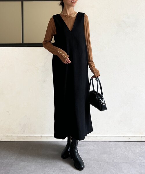 Chez toi(シェトワ)の「アシメスクエアニット(ニット/セーター・レディース・キャメル/グリーン/ブラック/アイボリー・FREE)」の9枚目の写真