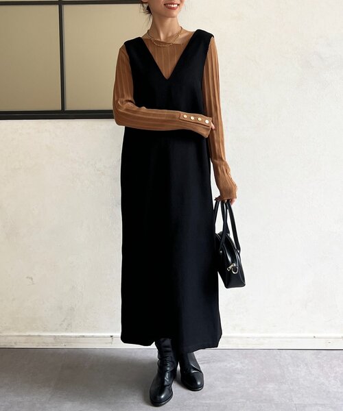 Chez toi(シェトワ)の「アシメスクエアニット(ニット/セーター・レディース・キャメル/グリーン/ブラック/アイボリー・FREE)」の8枚目の写真