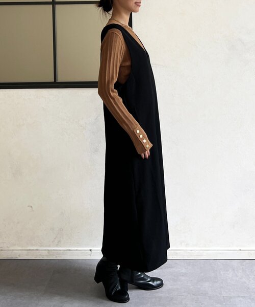 Chez toi(シェトワ)の「アシメスクエアニット(ニット/セーター・レディース・キャメル/グリーン/ブラック/アイボリー・FREE)」の6枚目の写真