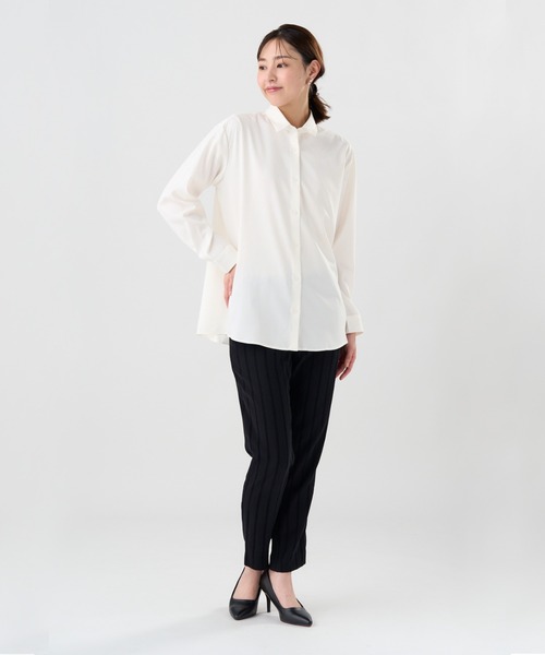 TOKYO SHIRTS（トウキョウシャツ）の「【吸水速乾】【COFREX】ワイドシルエット レギュラーシャツ 長袖 レディースデザインシャツ（シャツ/ブラウス・レディース・ホワイト・M/L）」の5枚目の写真