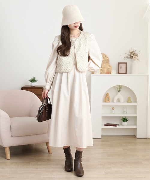 期間限定30%オフ中　Tenderloin ベスト ベージュ セール】キルティングベストSETワンピース（セットアップ）｜FUNALIVE