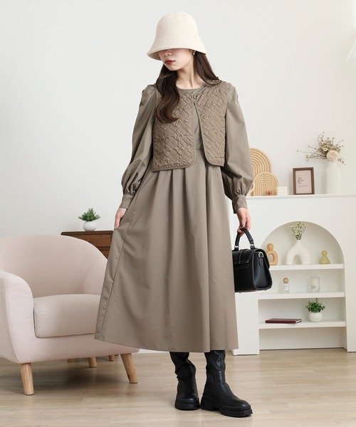 セール】キルティングベストSETワンピース(セットアップ)|FUNALIVE セール】キルティングベストSETワンピース(セットアップ)|FUNALIVE