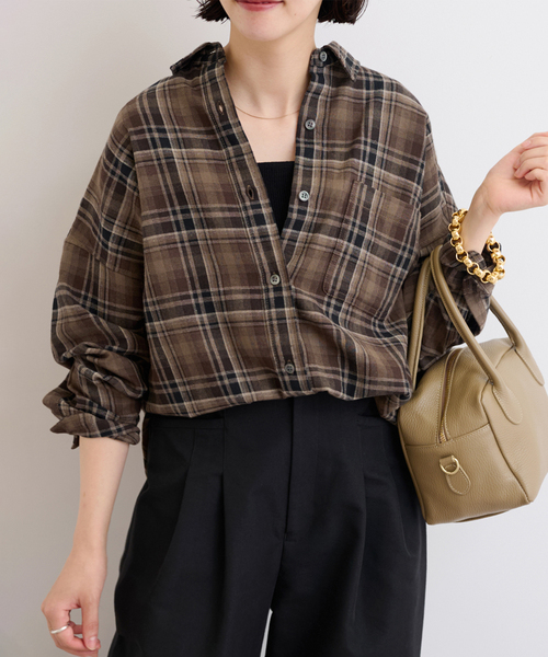 JOURNAL STANDARD relume（ジャーナルスタンダード　レリューム）の「CHECKオーバーサイズシャツ（シャツ/ブラウス・レディース・ブラウン/ベージュ/ブルー系その他・FREE）」の22枚目の写真