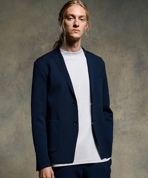 mj11170- function knit jacket (jacquard check) ニットジャケット(2067 pe50h)