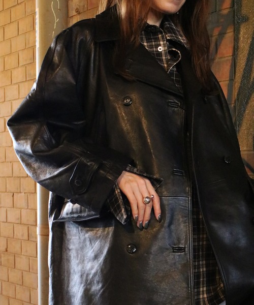 Scrap Book（スクラップブック）の「【NOTHING WRITTEN】VEGETABLE LEATHER PEA COAT（その他アウター・レディース・ブラック・S）」の6枚目の写真