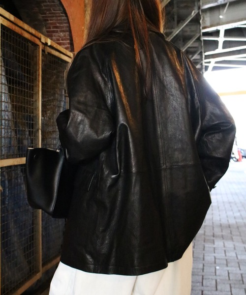 Scrap Book（スクラップブック）の「【NOTHING WRITTEN】VEGETABLE LEATHER PEA COAT（その他アウター・レディース・ブラック・S）」の7枚目の写真