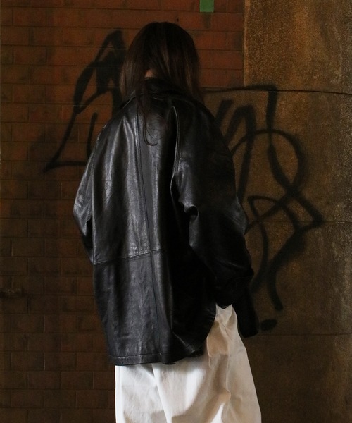 Scrap Book（スクラップブック）の「【NOTHING WRITTEN】VEGETABLE LEATHER PEA COAT（その他アウター・レディース・ブラック・S）」の8枚目の写真