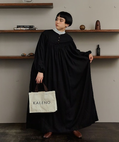 KALENO（カレノ）の「linen op（ワンピース・レディース・ブラック/ベージュ・FREE）」の9枚目の写真